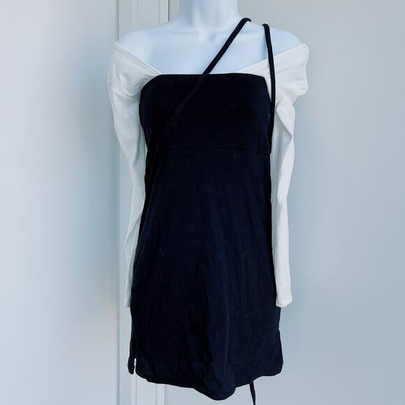 Women's 2-Piece V-neck Tee and Strap Dress - Picture 2 of 4